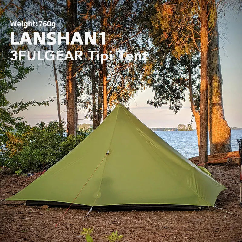 2021 New Version 230cm 3F UL GEAR Lanshan 1 Ultralight Camping 3/4 Season 15D Silnylon Rodless Tent